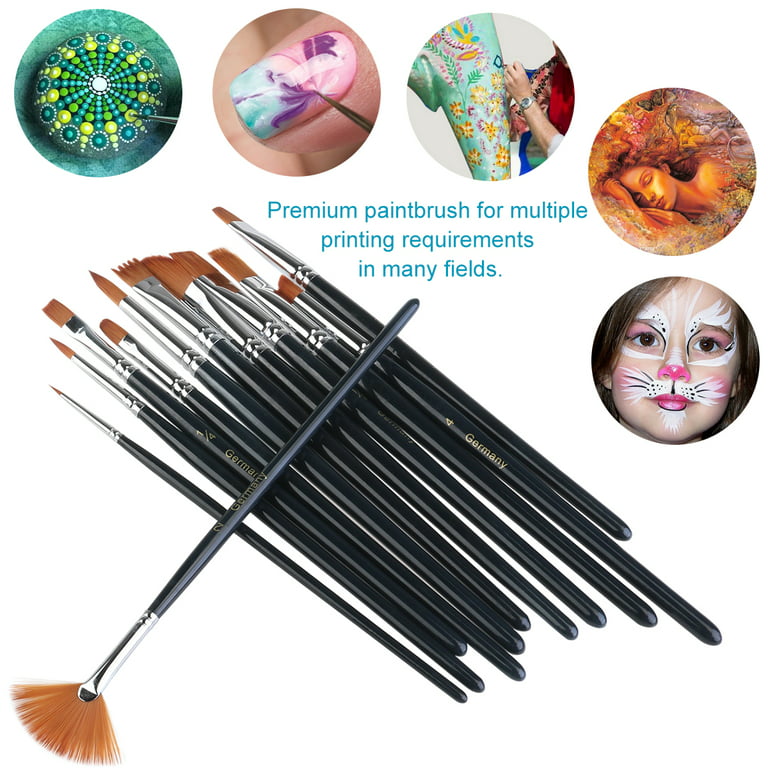 UEETEK 12pcs Brush Set Nylon Hair Paintbrush Set Artist Watercolor Acrylic  Oil Painting Supplies