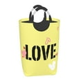 thumbnail image 1 of Waterproof Collapsible Laundry Hamper, Yellow Love Bunny Cloud Aluminum Handle Laundry Bag, 50L, 1 of 6