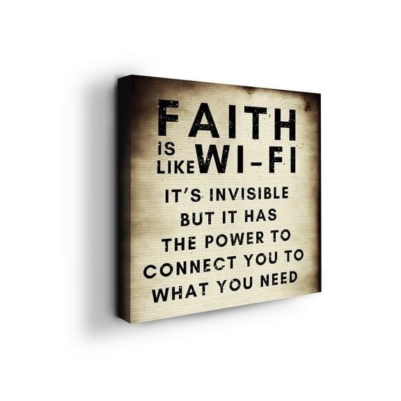 Faith is like Wifi Canvas Wall Art 14x14 inches Religious Wall Decor | HD Printed & Wooden framed wall art | UV Resistant Modern Wall Decor for Gift | Made in USA