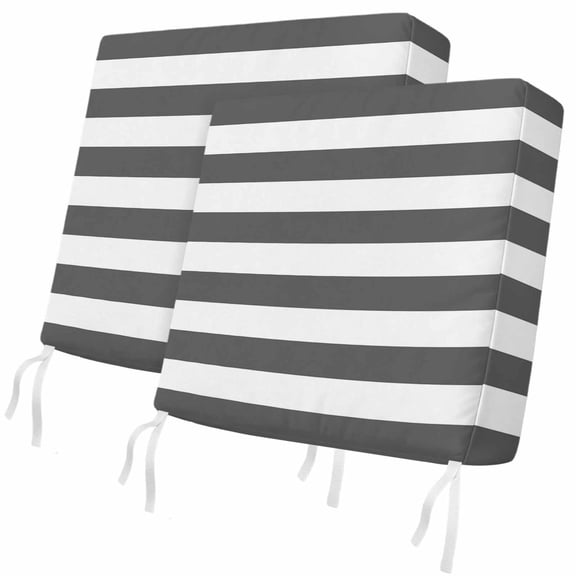Outdoor Patio Cushion Covers 2 Pack Classical Stripe Patio Chair Cushion Covers with Ties and Zipper Dark Grey Waterproof Outdoor Seat Cushion Covers for Patio Furniture 22"x20"