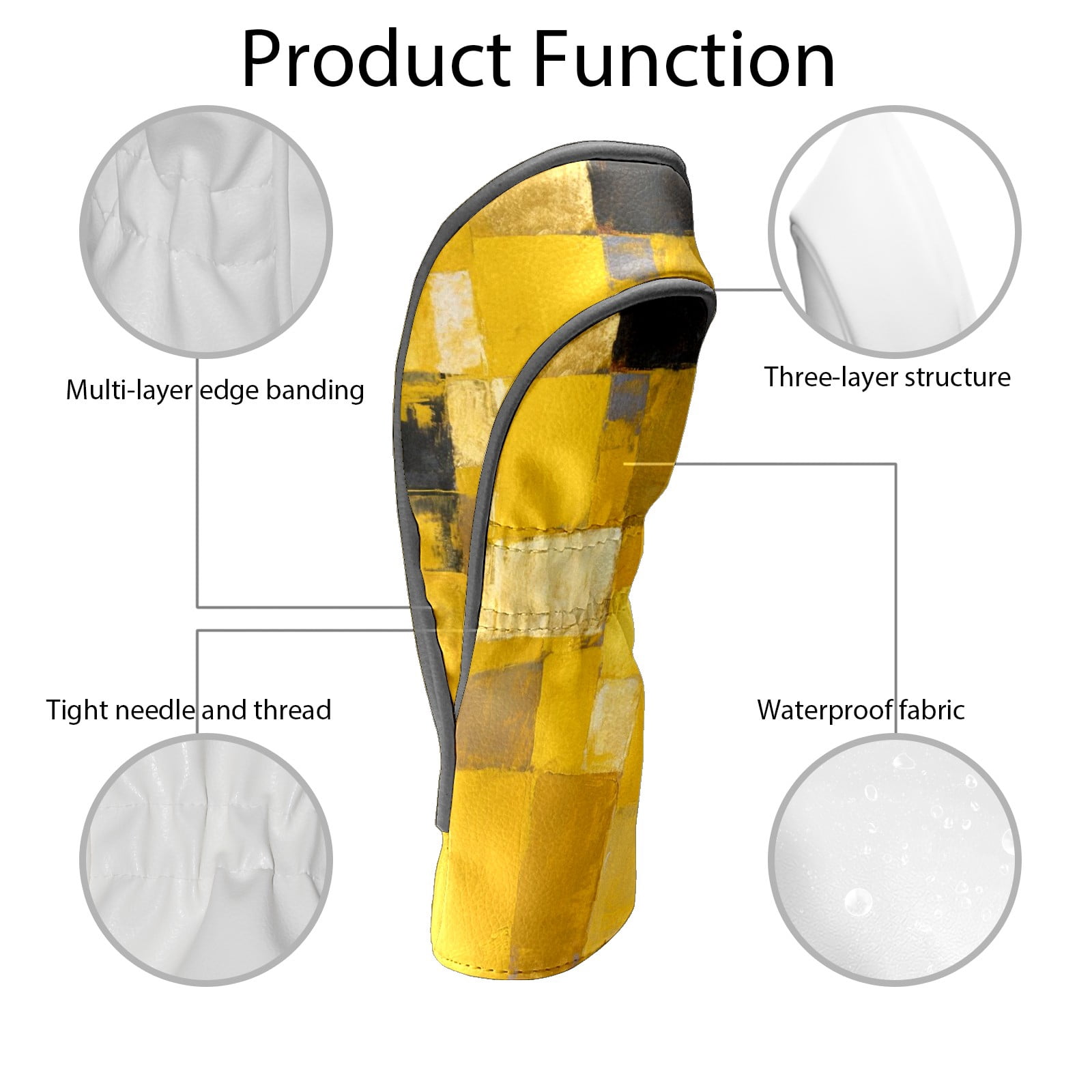 Golf Club Covers, Abstract Art Painting Premium PU Leather Driver Hybrid Putter Head Covers with Velvet Lining, Waterproof Golf Gifts for Men Women
