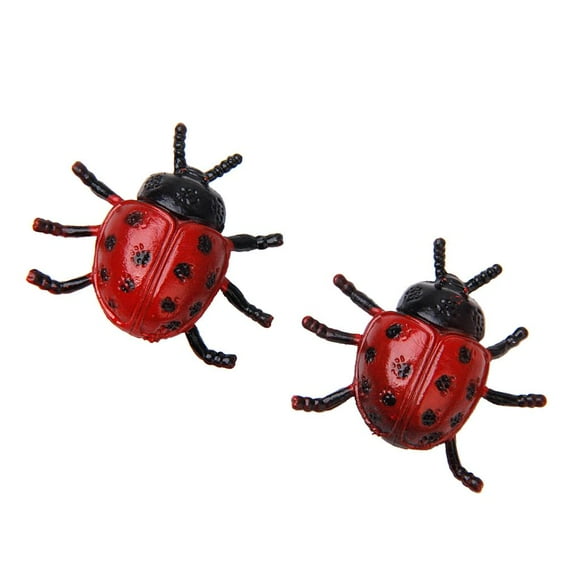 Yinanstore 2 Vivid Ladybug Ladybird Lady Beetle Insect Bug Model Toy Home Garden Decor Cute