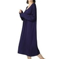 thumbnail image 3 of SWSMCLT Women's Long Sleeve Plus Size Lightweight Thin Sleepwear Nightgown Cotton Pajama Dress Soft Sleep Dress Crew Neck 34 Navy 4X-Large, 3 of 4