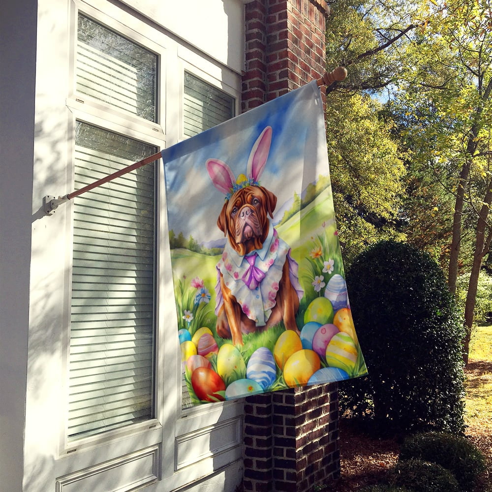 Dogue de Bordeaux Easter Egg Hunt House Flag 28 in x 40 in