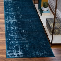 Rugs.Com Valencia Collection Runner Rug ‚Äì 10 Ft Runner Blue Low Rug Perfect For Hallways, Entryways