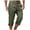 Army Green, variant on Men's Cargo Pants 3/4 Length Casual Hiking Trousers Elastic Waist Button Fly Outdoor Bottoms Roll-Up Cuff Chino Trousers with Pockets