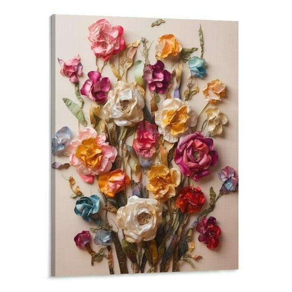 Shiartex Framed Colorful Floral Canvas Wall Art Flowers Rose Wildflowers painting Wall Decor Artwork Modern Botanical Picture paint Poster Prints Ready to Hang (Floral, 16x20 Inch Framed)