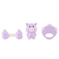 thumbnail image 2 of Juego de 3 sonajeros de plástico para bebés recién nacidos, juguetes musicales con forma de animal para agitar la mano (morado), 2 of 10