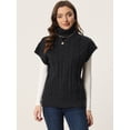 thumbnail image 2 of Chaleco de Cuello Alto para Mujer Chaleco sin Mangas Jersey de Punto de Color Sólido Suéter Informal Negro M, 2 of 6