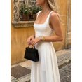 thumbnail image 5 of White Elegant Square Neck Spaghetti Strap A-Line Maxi Dress For Evening Party Wedding Spring Summer, 5 of 8