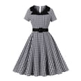 thumbnail image 2 of Sentmoon Dress Women V Neck Plaid Print Womens Vacation Dresses Short Sleeve Regular Fit Work Vacation Essentials for Women Summer Dress for Summer and Hot Weather XXL, 2 of 9