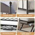 thumbnail image 6 of Daybed with Trundle, Metal Twin Bed Frame with Pop Up Foldable Trundle Bed, Sofa Bed Frame with Stylish Headboard, Heavy Duty Steel Slats Platform for Living Room, Bedroom and Guest Room, Black, 6 of 7