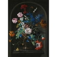 thumbnail image 3 of Johann Baptist Drechsler 14x18 Black Modern Framed Museum Art Print Titled - A Still Life of Roses, Tulips, Anemones, Bluebells and Other Flowers in a Vase,&nbsp;In a Stone Niche (1796), 3 of 5