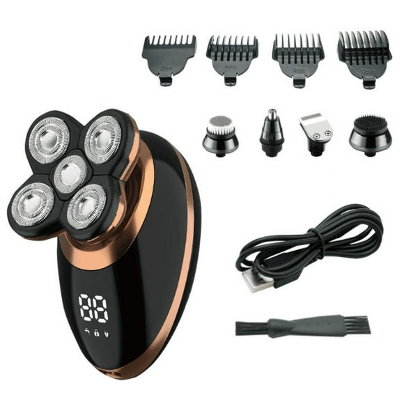 Electric Shavers for Men - 5 In 1 Bald Head Shavers for Men, 5D Floating Cordless USB Rechargeable Rotary Razor Multifunctional Grooming Kit Beard Trimmer Waterproof Wet and Dry with LED Display
