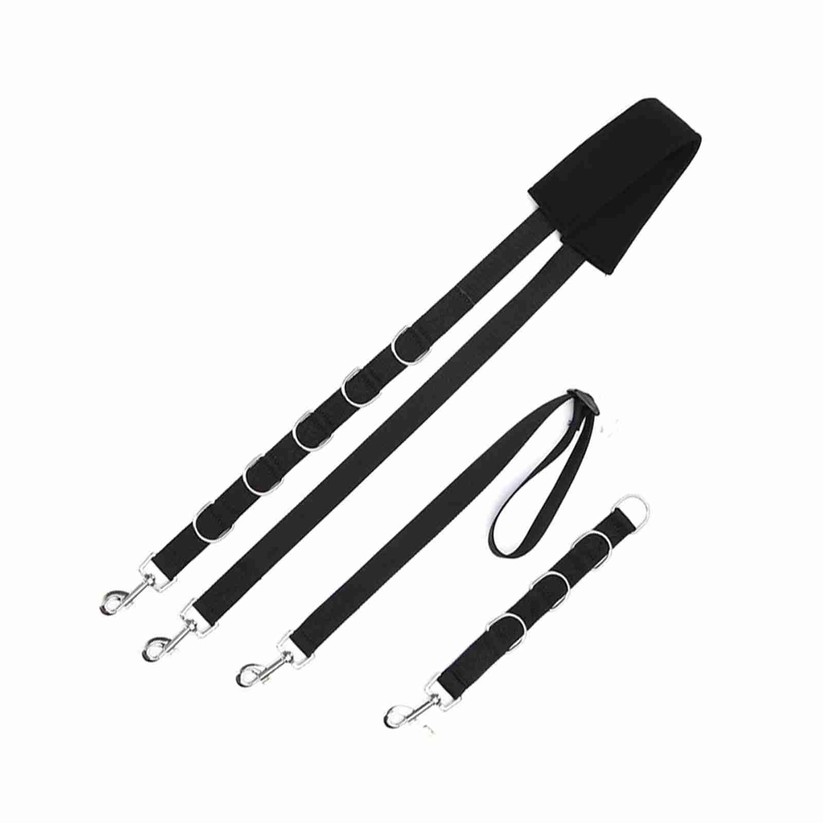 Adjustable Dog Grooming Belly Strap with D-Rings Professional Pet Bathing Tether and Traction Belt Free Size 43 inches / 109.2 cm Length Nylon and Stainless Steel Construction (Black)