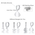 thumbnail image 6 of RoseJeopal 3 Pairs Silver Huggie Earrings for Women White Gold Plated Small Dangle Hoop Earrings with Dangle Charms Moon Star Seashell Hypoallergenic Huggie Earrings for Women, 6 of 6