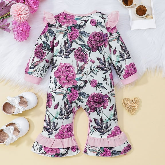 Aayomet Baby Bodysuit Girl Toddler Baby Pumpkin Patch Outfit Boy Girl Oversized Onesie Sweatshirt Romper Cute Clothes,Purple 0-3 Months