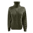 thumbnail image 4 of VISALY High Neck Sweaters Crochet Sweaters Womens Turtleneck Sweaters Long Sleeve Pullover Cable Knit Sweaters Soft Jumper Chunky Sweaters Women Pullover Sweaters Comfy Sweaters Green S, 4 of 4