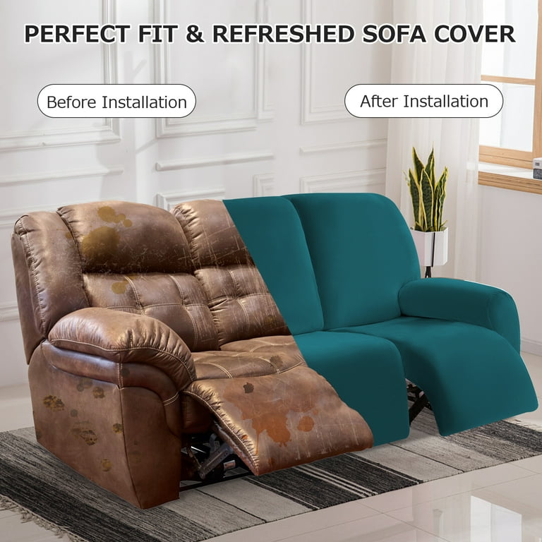 CJC Velvet Recliner Covers, Stretch Armchair Slipcovers, 8-Piece