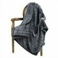 thumbnail image 2 of bertte ultra velvet plush super soft decorative stripe throw blanket-50x 60, dark grey, 2 of 2