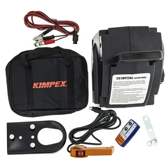 Kimpex Portable Electric Winch 2500 lbs 30ft Steel Cable 12 V DC Motor Bag