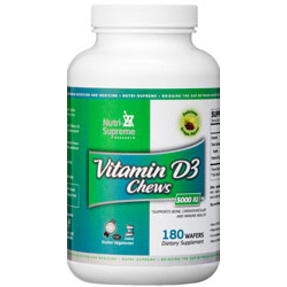 NutriSupreme Research Kosher Vitamin D3 Chews 5000 IU EXP 1/19 180