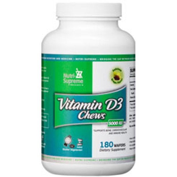 NutriSupreme Research Kosher Vitamin D3 Chews 5000 IU EXP 1/19 180