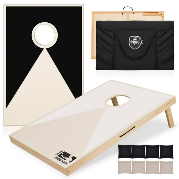 Solid Wood Premium Cornhole Set - 3 Feet x 2 Feet Game Boards, Includes Set of 8 Corn Hole Toss Bags