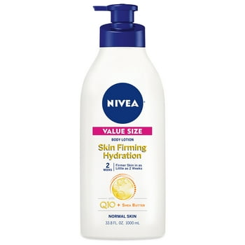 NIVEA Skin Firming Hydration Body Lotion with Q10 and Shea Butter, 33.8 Fl Oz Pump Bottle