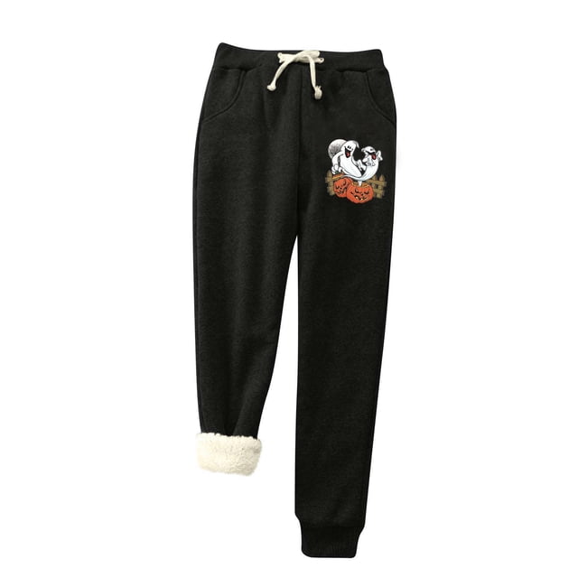 Womens' Warm Legging Tummy Control Printed Leggings With Elastic Drawstring Pockets And Thick Insulation Pants On Clearance