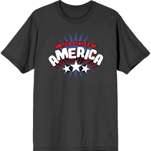 Americana United States Of America Charcoal Men's Crew Neck Short Sleeve Tee-Medium