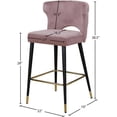 thumbnail image 5 of Meridian Furniture Kelly 28"H Velvet Counter Stool in Pink (Set of 2), 5 of 5