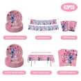 thumbnail image 4 of Decoración de cumpleaños de Disney Lilo y Stitch, juego de vajilla con puntada rosa, globos, mantel, vaso de papel, plato, telón de fondo, suministros para fiesta, 4 of 5