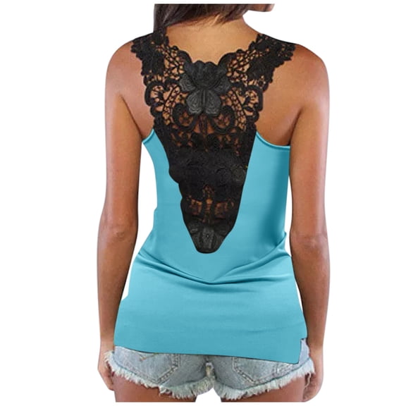DHFJKG Women's Tank Tops Sexy Lace Sleeveless Casual Scoop Neck Night Out Summer Slim Fit Cami Shirts Trendy Top