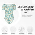 thumbnail image 6 of The Xecao Daisy Floral A Women's Crew Neck Body Suit, a short-sleeved bodysuit and basic swimsuit, both comfort and style for dating and daily life, 6 of 9