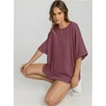thumbnail image 2 of Oversized T Shirts for Women Short Sleeve Loose Fit Crewneck Summer Tops Casual Basic Rolled Sleeves Tee Shirt, 2 of 6