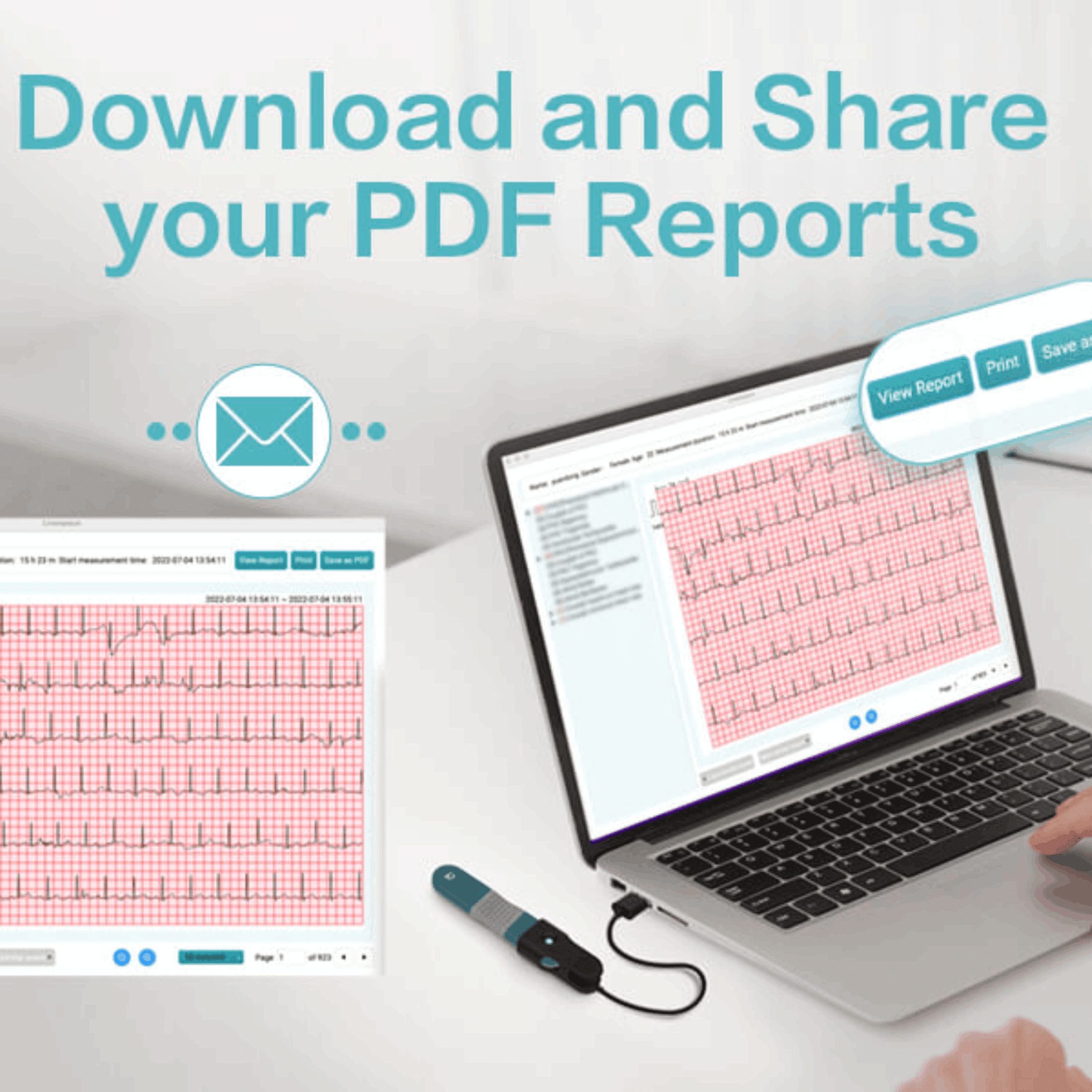 Livenpace Heart Health EKG ECG Monitor,24 Hours AI ECG Monitor with Free AI Analysis and PC Report,Home EKG Heart Health Recorder, HHM1