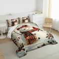 thumbnail image 3 of jejeloiu White Red Snowmen Queen Comforter Set,Happy New Year Bedding Sets,Red Xmas Berry Bedding Comforter Set For Children,Super Cozy Room Decor Reversible,3-Piece, 3 of 8