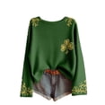 thumbnail image 4 of Women's Oversized Sweaters 2026 St. Patrick's Day Shamrock Graphic Knit Sweatshirts Long Sleeve Round Neck Y2k Spring Tops, 4 of 5