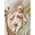 thumbnail image 6 of RUINIXCW Newborn Baby Boy Little Brother Outfit Waffled Knit Romper Letter Embroidered Dot Long Sleeve Infant Spring Fall Winter Clothes Bodysuit Jumpsuit Hat, 6 of 9