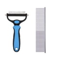 thumbnail image 2 of Cepillo azul para perros, cepillo para gatos, peine profesional para desenredar perros y cepillo para perros de pelo largo, rastrillo de aseo para perros y gatos para eliminar el subpelo de las mascot, 2 of 5