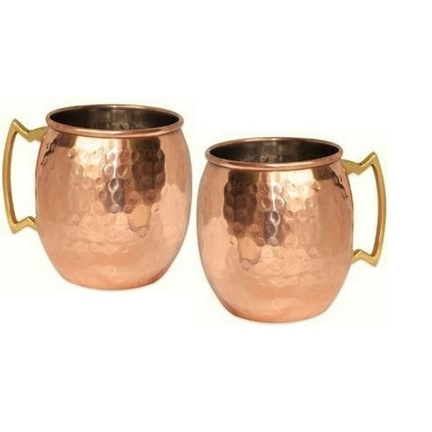 HomeTrendz 16 Ounce Hammered Copper Mug, Set of 2