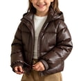 thumbnail image 3 of Jalioing Toddler Kids Winter Puffer Jacket Solid Color Long Sleeve Zipper Up Hooded Coat Thermal Puffy Jacket 1-10 Years, 3 of 6