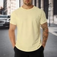 thumbnail image 2 of Confree Men Tshirt Solid Color Short Sleeved Round Neck Tee Shirts Summer Training Comfortable Fashion For Men T-Shirts Size L Beige, 2 of 4
