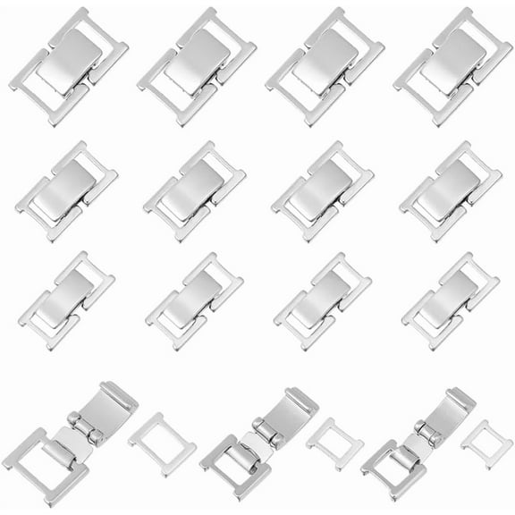 15Pcs 3 Styles Fold Over Jewelry Clasp Brass Bracelet Extenders 925 Sterling Silver Plated Secure Watch Closure Foldover Extension Clasps Watch Band Clasps for DIY Jewelry Making