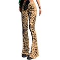 thumbnail image 3 of Flare Yoga Pants for Women - Soft High Waist Bootcut Leggings Tall & Long Leopard Flared Pants Khaki Leopard L, 3 of 9