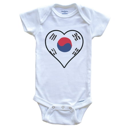 

South Korea Heart Korean Flag Baby Bodysuit