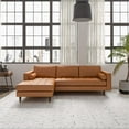 thumbnail image 2 of Demi Modern Living Room Top Leather Corner Sectional Couch in Cognac Tan, 2 of 6