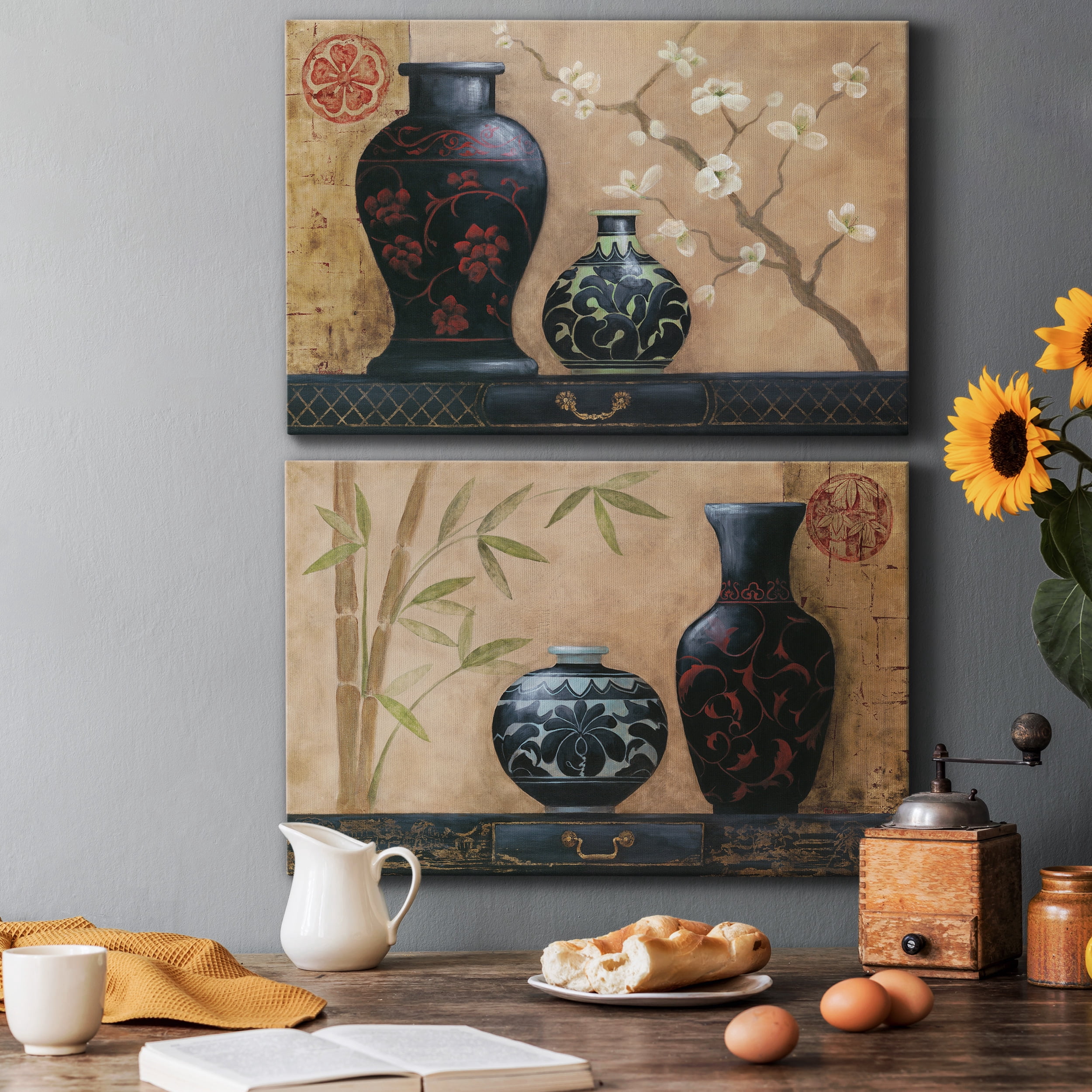 Asian Calm I Premium Gallery Wrapped Canvas - Ready to Hang - Set of 2 - 40 x 60 Each