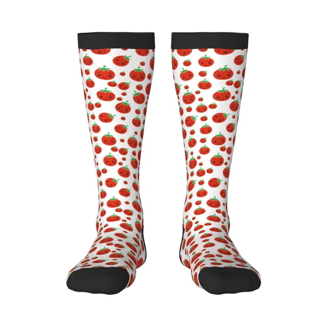 Fotbe Hand Drawn Tomatoes Calcetas Divertidas Estampadas para Hombre y Mujer, Calcetas de Algodón hasta la Rodilla para Caminar, Correr, Enfermería y Embarazo